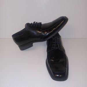 Via Spiga Men's Black Patent Lace-Up Derbys